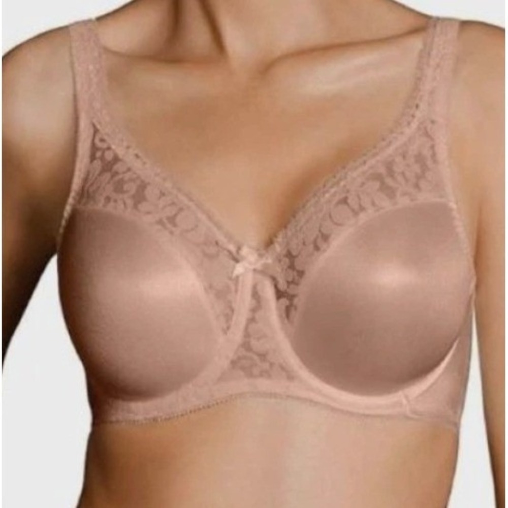 Warner's Underwire Simplex Bra Womens 38C Tan Bow Classic Feminine